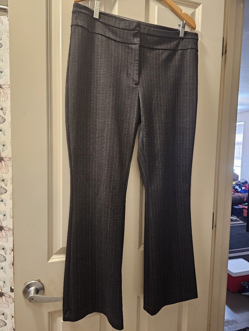 Zac & Rachel Charcoal Pinstripe Flare Dress Pants